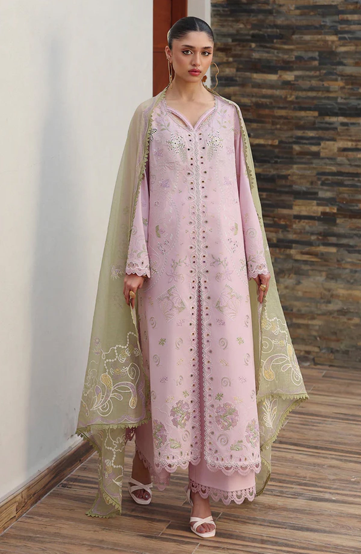 Qalamkar Qline Embroidered Lawn Unstitched 3 Piece Suit - QKL-12 Zayla - QL26LN - Pink - Summer Collection