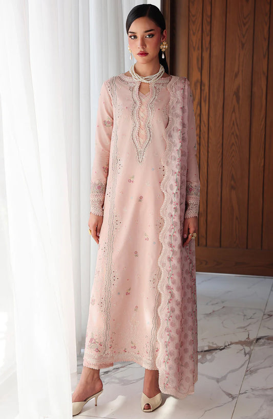 Qalamkar Qline Embroidered Lawn Unstitched 3 Piece Suit - QKL-04 Naira - QL26LN - Pink - Summer Collection