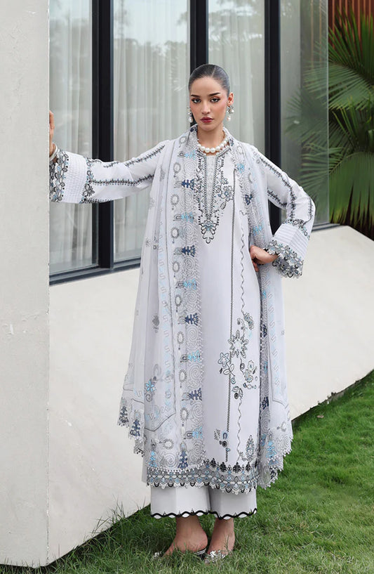 Qalamkar Qline Embroidered Lawn Unstitched 3 Piece Suit - QKL-03 Samia - QL26LN - Blue - Summer Collection