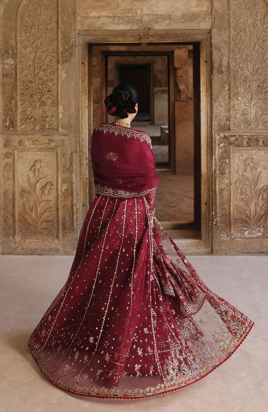 Qalamkar Shadmani Embroidered Net Unstitched 3 Piece Suit - RH-01 JAHAN - QL25SHD - Pink - Wedding Formals Collection