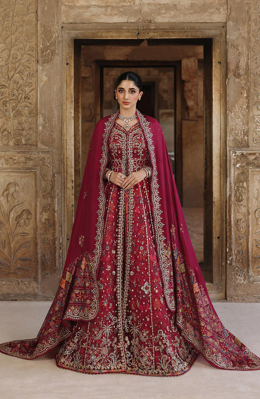 Qalamkar Shadmani Embroidered Net Unstitched 3 Piece Suit - RH-01 JAHAN - QL25SHD - Pink - Wedding Formals Collection