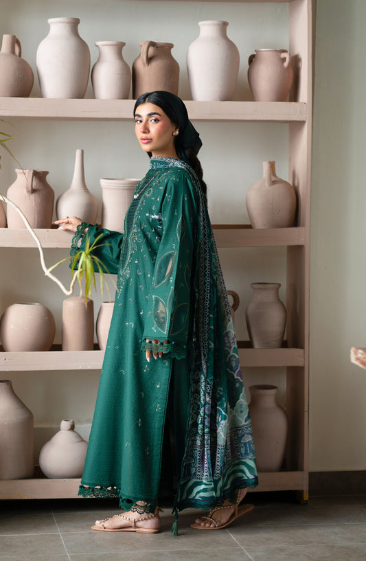 RAHA by Nureh Embroidered Lawn Jacquard Unstitched 3 Piece Suit - NE-234 - NL26RH - Green - Summer Collection