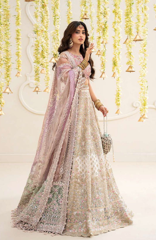 RUA by Faiza Saqlain Embroidered Net Unstitched 3 Piece Suit - SUZAN - FS25RUA - White - Wedding Festive Collection