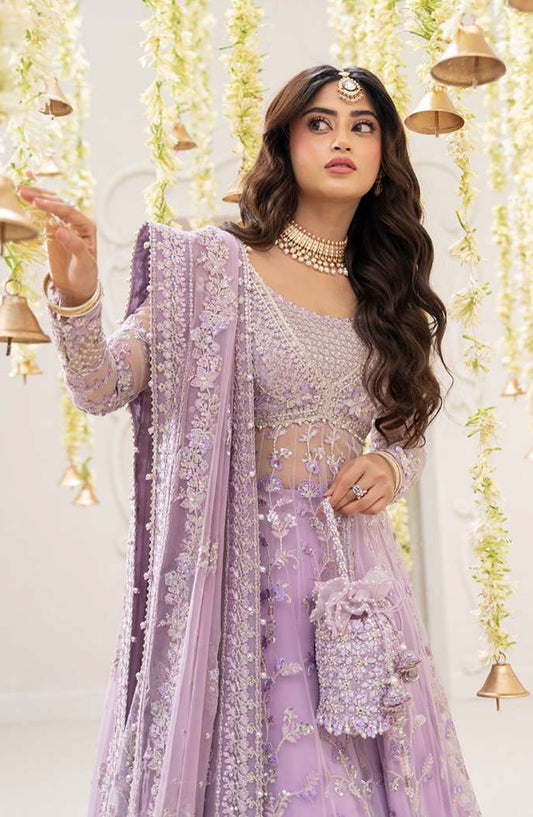 RUA by Faiza Saqlain Embroidered Net Unstitched 3 Piece Suit - PINAR - FS25RUA - Purple - Wedding Festive Collection