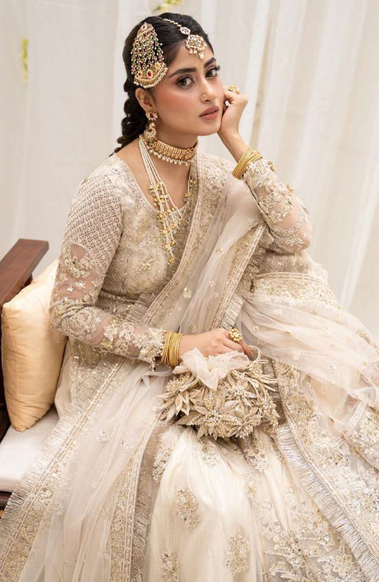 RUA by Faiza Saqlain Embroidered Net Unstitched 3 Piece Suit - SAFAK - FS25RUA - White - Wedding Festive Collection