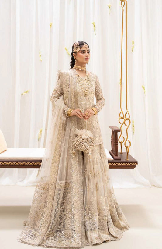 RUA by Faiza Saqlain Embroidered Net Unstitched 3 Piece Suit - SAFAK - FS25RUA - White - Wedding Festive Collection