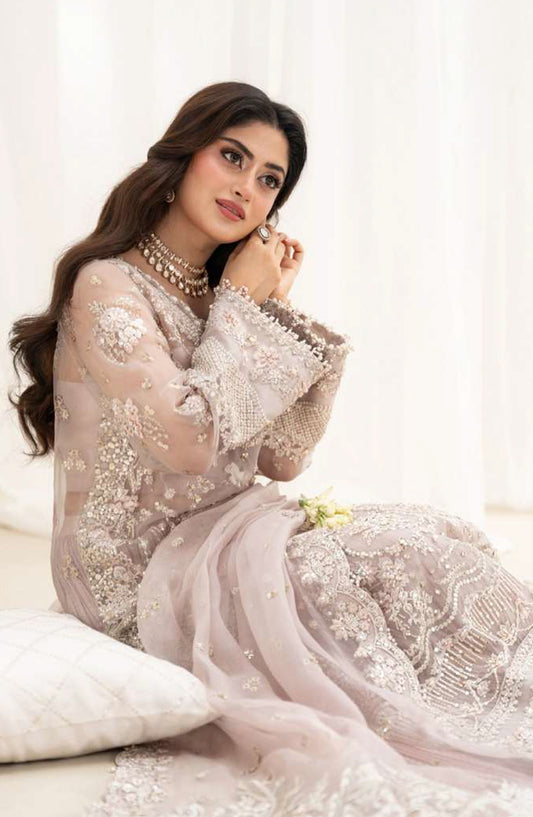RUA by Faiza Saqlain Embroidered Organza Unstitched 3 Piece Suit - ELA - FS25RUA - Purple - Wedding Festive Collection