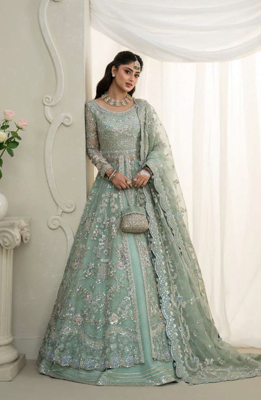 RUA by Faiza Saqlain Embroidered Organza Unstitched 3 Piece Suit - SELIN - FS25RUA - Green - Wedding Festive Collection