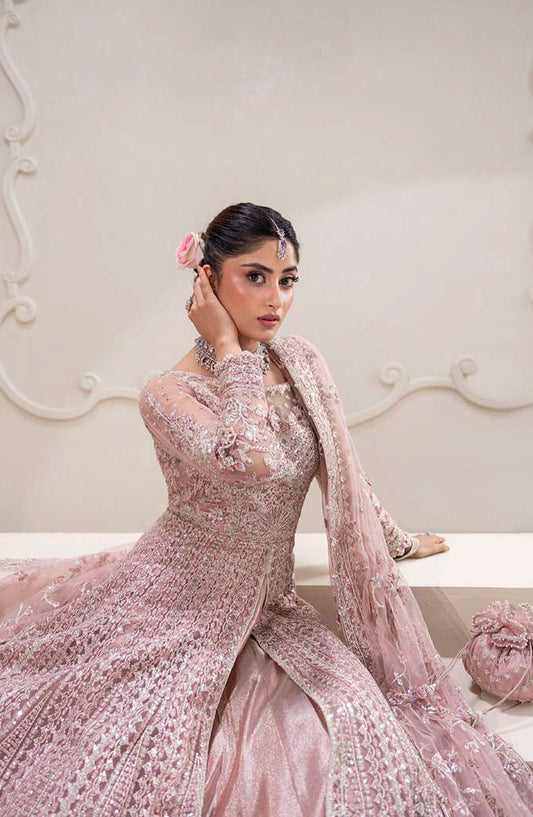 RUA by Faiza Saqlain Embroidered Net Unstitched 3 Piece Suit - LEYAN - FS25RUA - Purple - Wedding Festive Collection