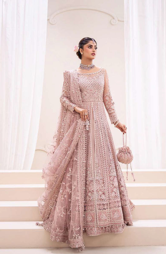 RUA by Faiza Saqlain Embroidered Net Unstitched 3 Piece Suit - LEYAN - FS25RUA - Purple - Wedding Festive Collection