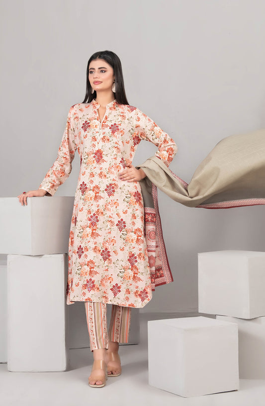Rabiyah by Tawakkal Fabrics Exclusive Staple Print Unstitched 3 Piece Suit - D-5171 - TF25RABI - Peach - Winter Collection