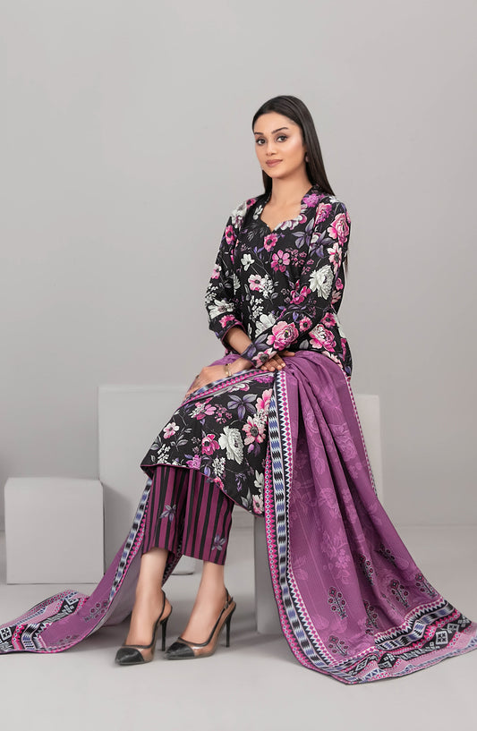 Rabiyah by Tawakkal Fabrics Exclusive Staple Print Unstitched 3 Piece Suit - D-5170 - TF25RABI - Black - Winter Collection