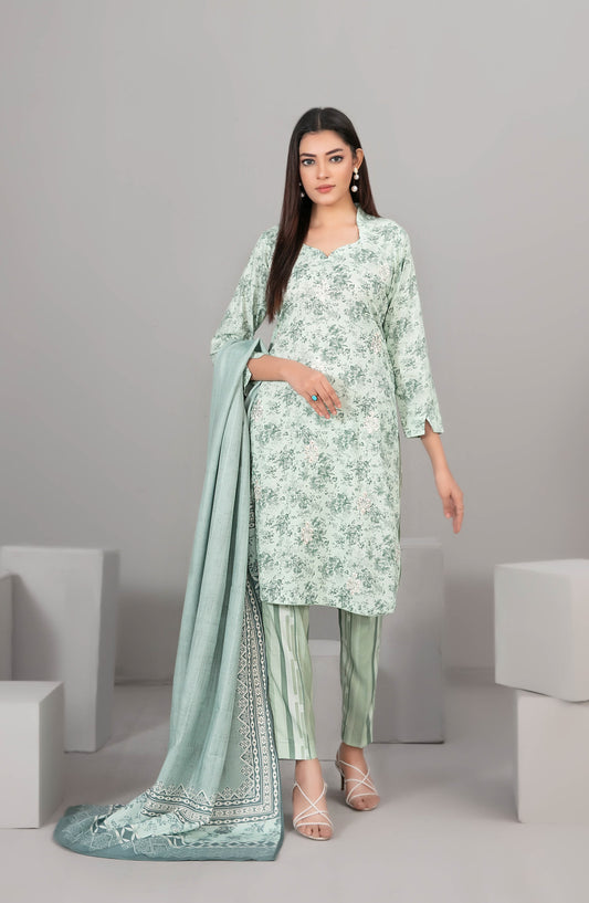 Rabiyah by Tawakkal Fabrics Exclusive Staple Print Unstitched 3 Piece Suit - D-5169 - TF25RABI - Green - Winter Collection