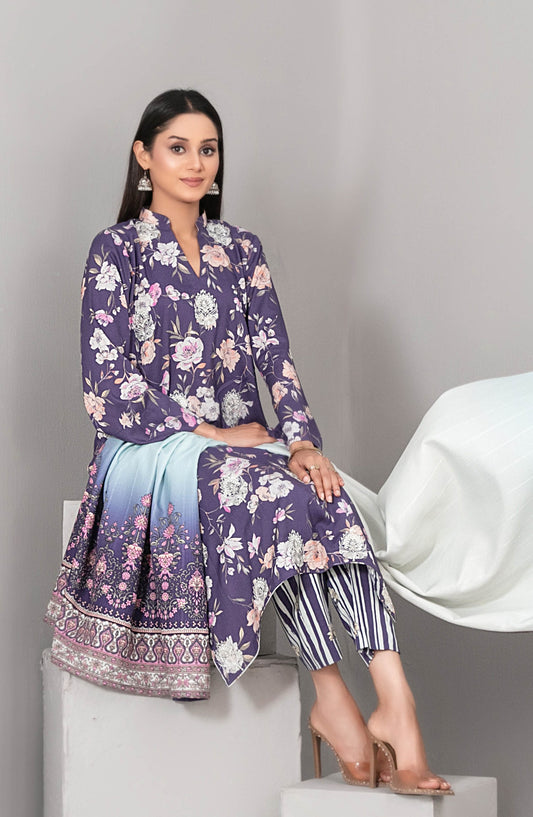 Rabiyah by Tawakkal Fabrics Exclusive Staple Print Unstitched 3 Piece Suit - D-5168 - TF25RABI - Purple - Winter Collection