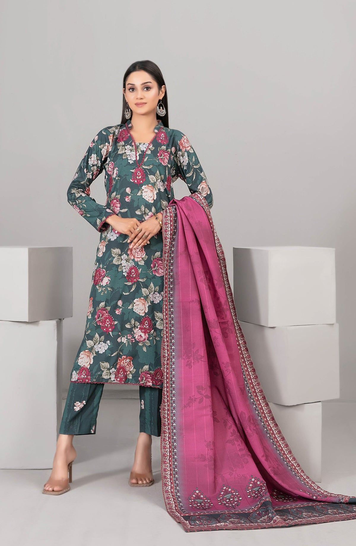 Rabiyah by Tawakkal Fabrics Exclusive Staple Print Unstitched 3 Piece Suit - D-5167 - TF25RABI - Blue - Winter Collection
