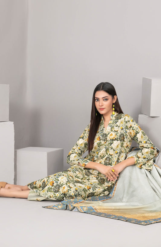 Rabiyah by Tawakkal Fabrics Exclusive Staple Print Unstitched 3 Piece Suit - D-5166 - TF25RABI - Yellow - Winter Collection