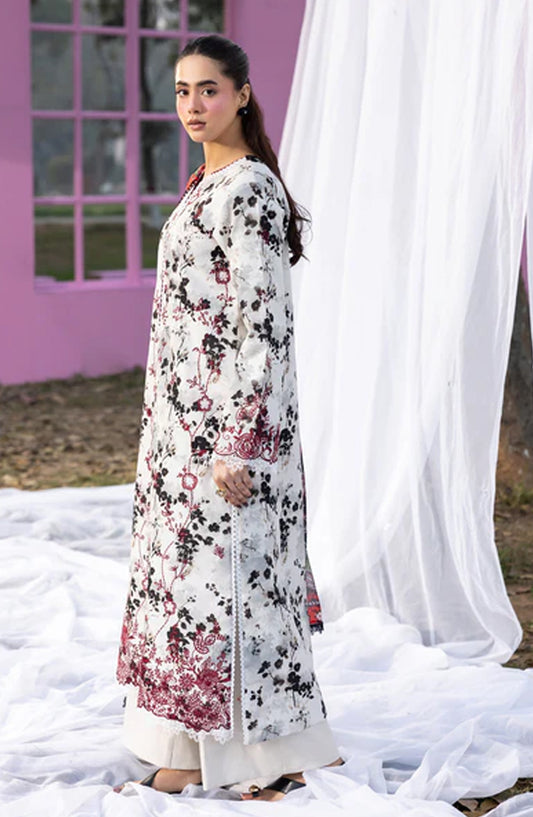 RajBari Embroidered Lawn Unstitched 3 Piece Suit - D-10 - RJB26PN - White - Summer Collection