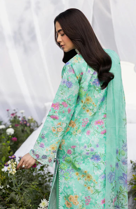 RajBari Embroidered Lawn Unstitched 3 Piece Suit - D-08 - RJB26PN - Ferozi - Summer Collection