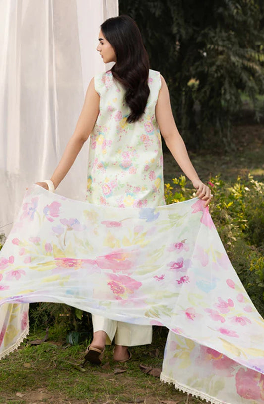 RajBari Embroidered Lawn Unstitched 3 Piece Suit - D-07 - RJB26PN - White - Summer Collection