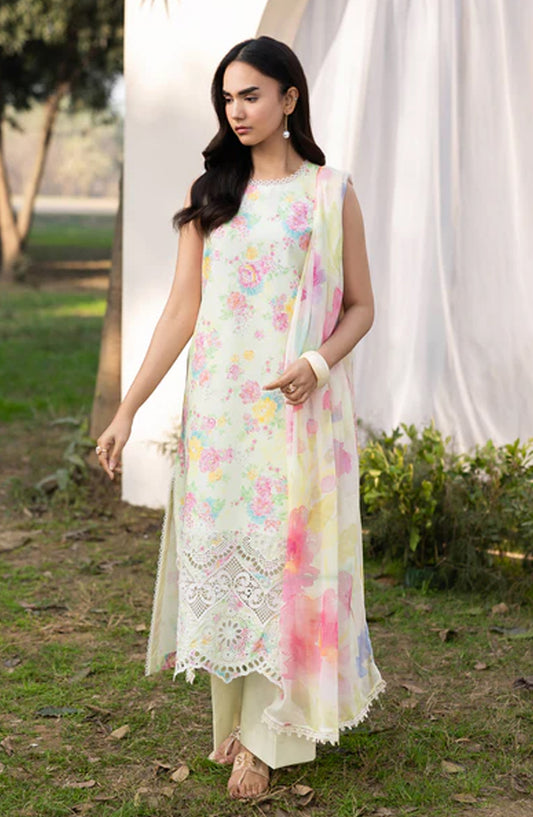 RajBari Embroidered Lawn Unstitched 3 Piece Suit - D-07 - RJB26PN - White - Summer Collection