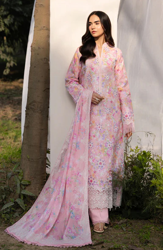 RajBari Embroidered Lawn Unstitched 3 Piece Suit - D-03 - RJB26PN - Pink - Summer Collection