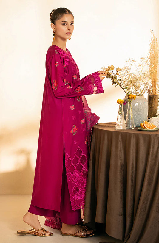 RajBari Jahaan Embroidered Premium Lawn Unstitched 3 Piece Suit - MAYA 4-B - RJB25JNP - Pink - Summer Festive Collection