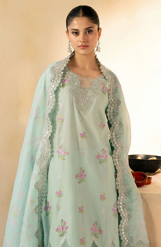 RajBari Jahaan Embroidered Premium Lawn Unstitched 3 Piece Suit - AALYA 4-A - RJB25JNP - Blue - Summer Festive Collection