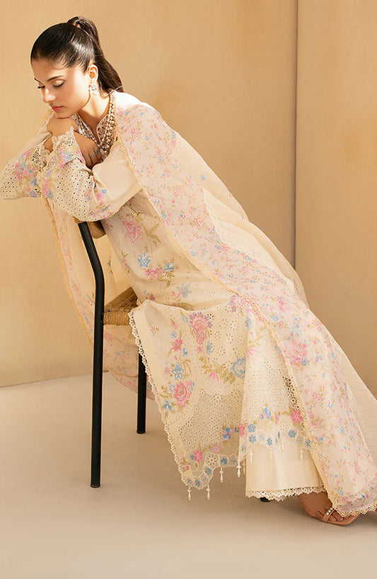 RajBari Jahaan Embroidered Premium Lawn Unstitched 3 Piece Suit - AIRA 2-A - RJB25JNP - Pink - Summer Festive Collection