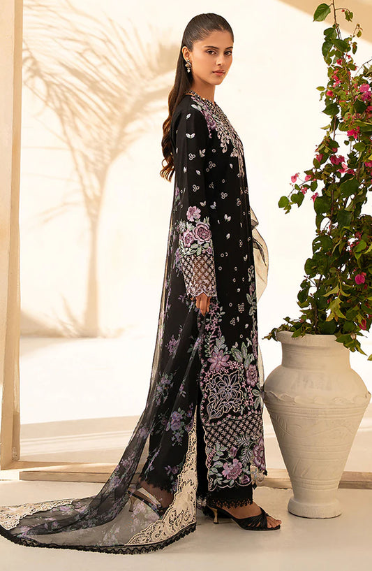 RajBari Jahaan Embroidered Premium Lawn Unstitched 3 Piece Suit - VERA 1-A - RJB25JNP - Black - Summer Festive Collection