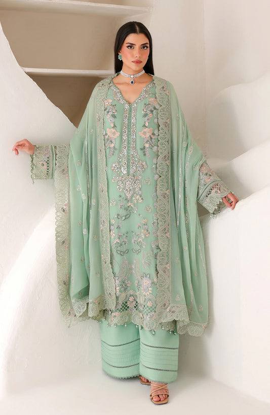 Ramsha Satrangi Embroidered Chiffon Unstitched 3 Piece Suit - ST-203 - RM26STG - Green - Festive Collection