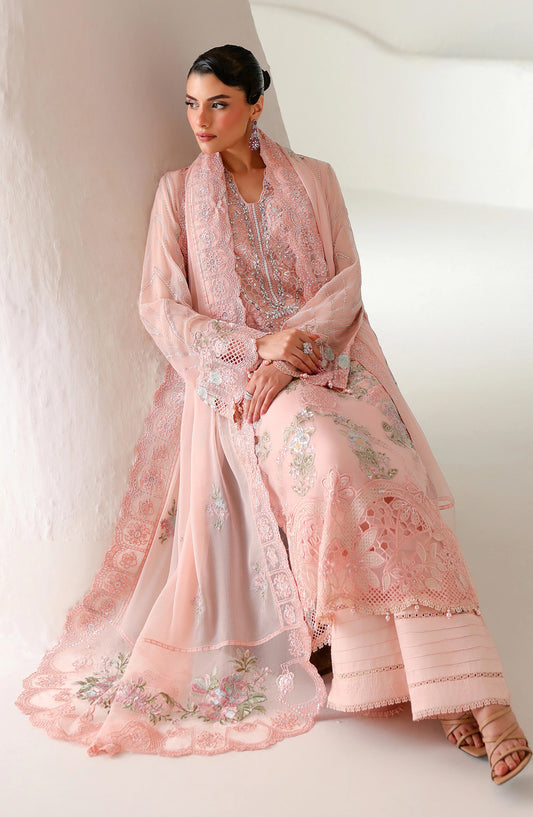 Ramsha Satrangi Embroidered Chiffon Unstitched 3 Piece Suit - ST-205 - RM26STG - Pink - Festive Collection