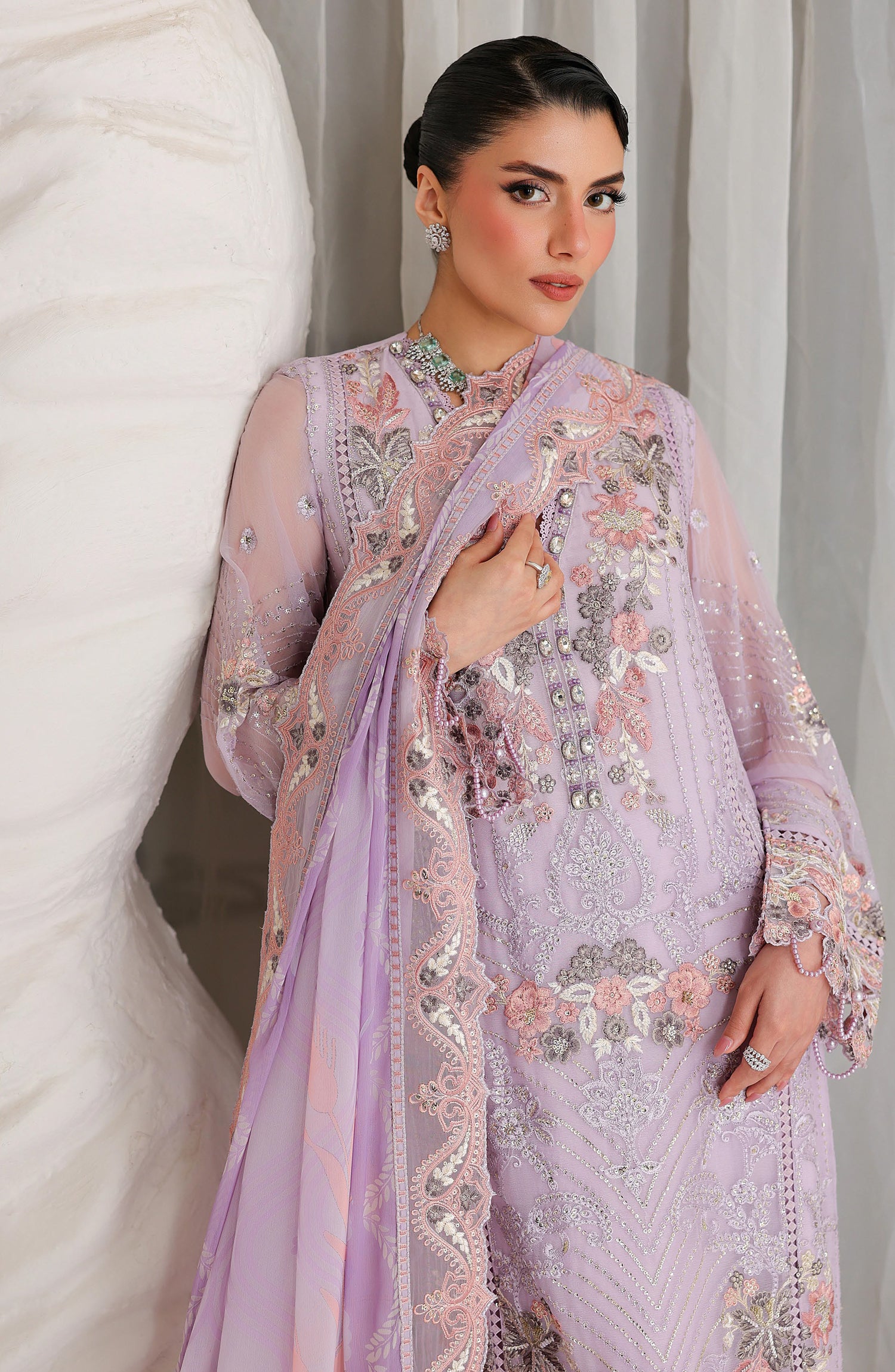Ramsha Satrangi Embroidered Chiffon Unstitched 3 Piece Suit - ST-207 - RM26STG - Purple - Festive Collection