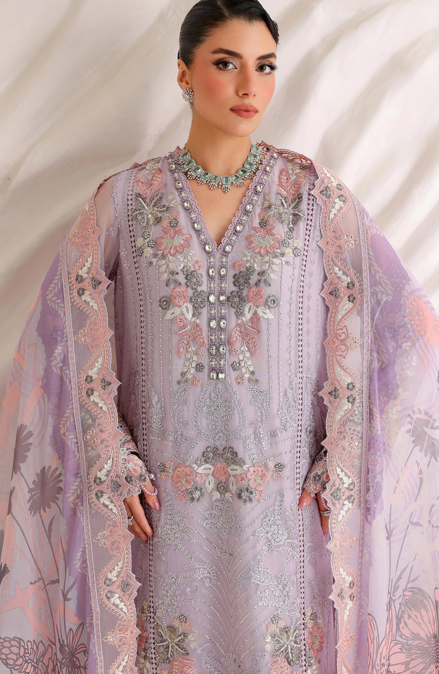 Ramsha Satrangi Embroidered Chiffon Unstitched 3 Piece Suit - ST-207 - RM26STG - Purple - Festive Collection