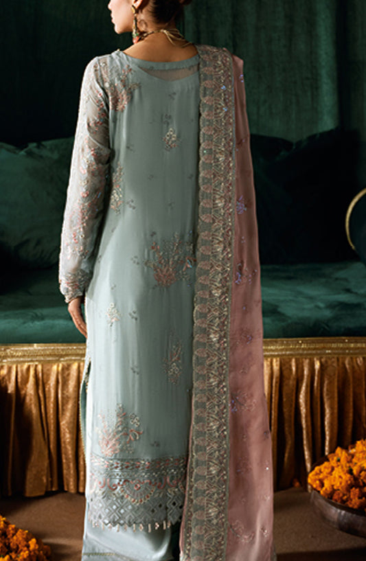 Ramsha Luxury Formals Embroidered Chiffon Stitched 3 Piece Suit - QR-206 - RM25LFS - Blue - Signature Series