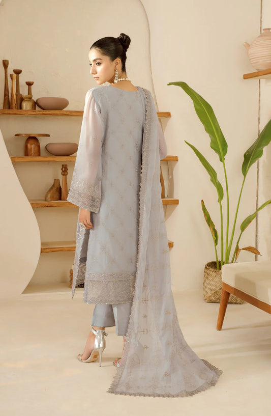 Ramsha Luxury Formals Embroidered Chiffon Stitched 3 Piece Suit - BB-110 - RM25LFS - Blue - Signature Series