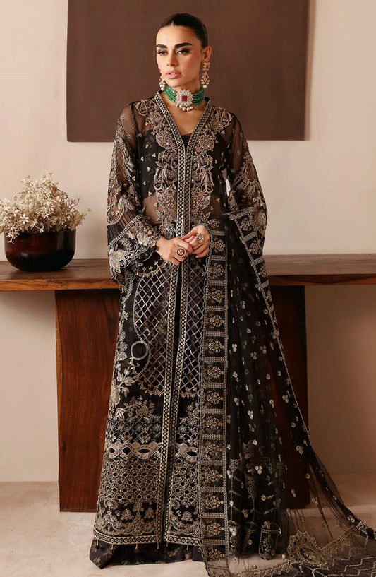 Ramsha Luxury Formals Embroidered Organza Stitched 3 Piece Suit - E-203 - RM25LFS - Black - Signature Series