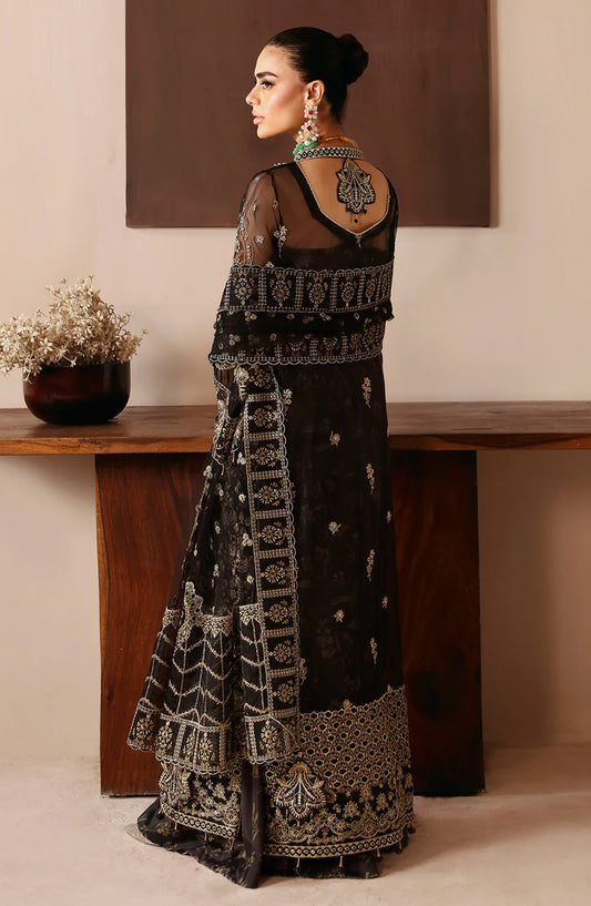 Ramsha Luxury Formals Embroidered Organza Stitched 3 Piece Suit - E-203 - RM25LFS - Black - Signature Series