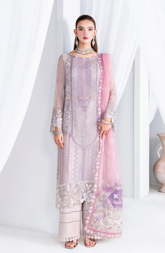 Ramsha Luxury Formals Embroidered Chiffon Stitched 3 Piece Suit - U-209 - RM25LFS - Pink - Signature Series