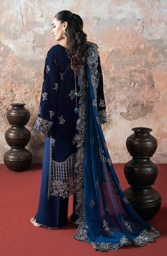 Ramsha Luxury Embroidered Velvet Unstitched 3 Piece Suit - V-703 - RM25VLT - Blue - Winter Collection