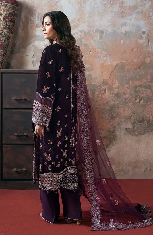 Ramsha Luxury Embroidered Velvet Unstitched 3 Piece Suit - V-704 - RM25VLT - Purple - Winter Collection