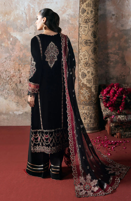 Ramsha Luxury Embroidered Velvet Unstitched 3 Piece Suit - V-706 - RM25VLT - Black - Winter Collection