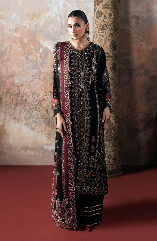 Ramsha Luxury Embroidered Velvet Unstitched 3 Piece Suit - V-706 - RM25VLT - Black - Winter Collection
