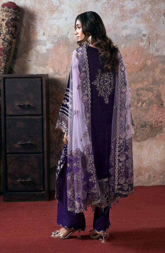 Ramsha Luxury Embroidered Velvet Unstitched 3 Piece Suit - V-708 - RM25VLT - Purple - Winter Collection