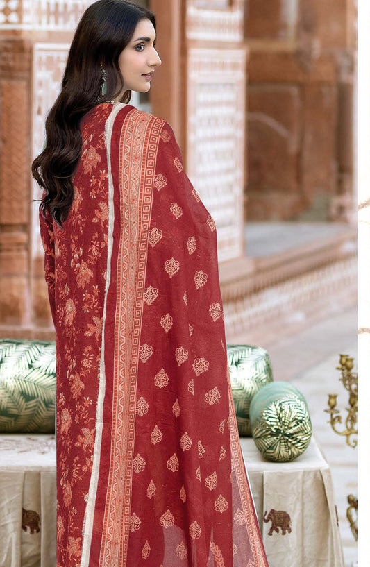 Rang Jaa by Johra Printed Lawn Unstitched 3 Piece Suit - JH-1059 - JH25RANG - Red - Casual Collection
