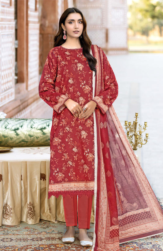 Rang Jaa by Johra Printed Lawn Unstitched 3 Piece Suit - JH-1059 - JH25RANG - Red - Casual Collection