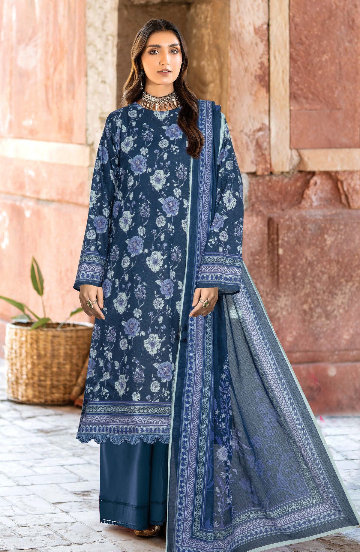 Rang Jaa by Johra Printed Lawn Unstitched 3 Piece Suit - JH-1055 - JH25RANG - Blue - Casual Collection