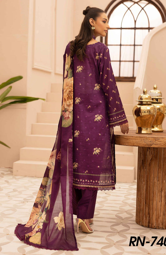 Rang Nagar by Al Karim Embroidered Lawn Unstitched 3 Piece Suit - RN-740 - AK26RNG - Purple - Summer Collection