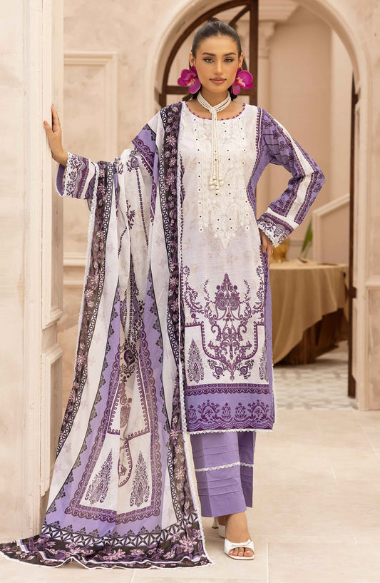 Rang Nagar by Al Karim Embroidered Lawn Unstitched 3 Piece Suit - RN-738 - AK26RNG - Purple - Summer Collection