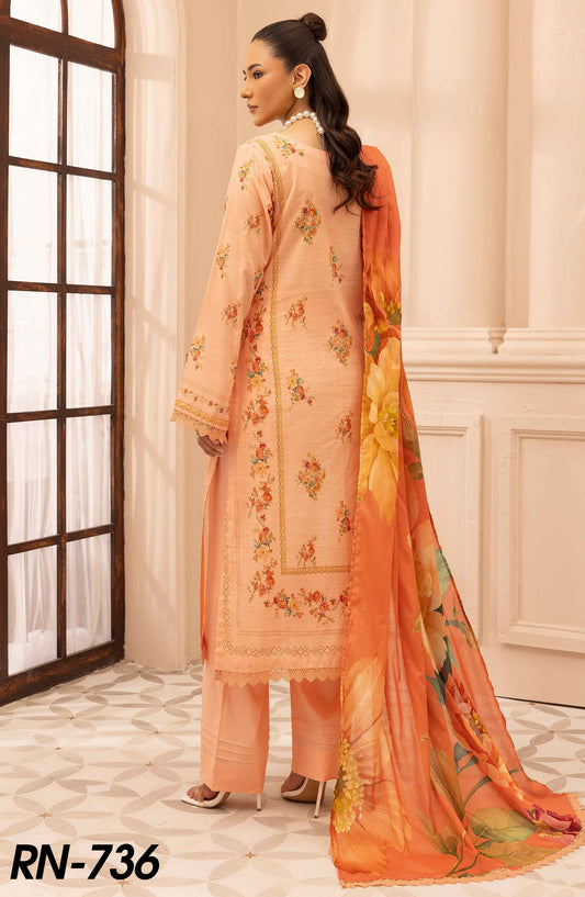 Rang Nagar by Al Karim Embroidered Lawn Unstitched 3 Piece Suit - RN-736 - AK26RNG - Pink - Summer Collection
