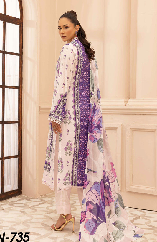 Rang Nagar by Al Karim Embroidered Lawn Unstitched 3 Piece Suit - RN-735 - AK26RNG - Purple - Summer Collection